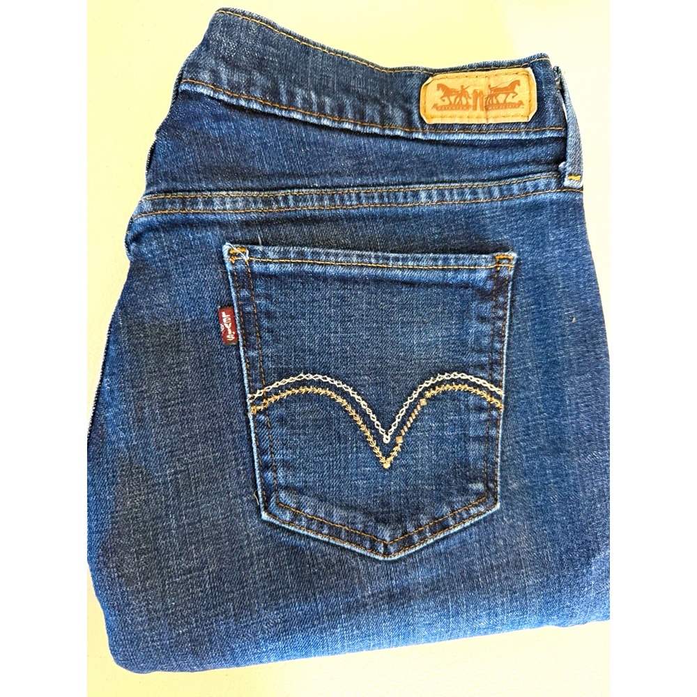 Levi's 515 Bootcut Womens Blue Jeans 12 Solid 5-Pocket Logo Zip Button 32x31